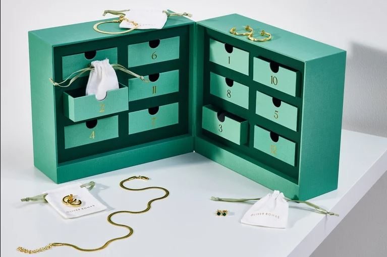 Oliver Bonas 12 Days of Dazzle Gold Jewellery Keepsake Advent Calendar