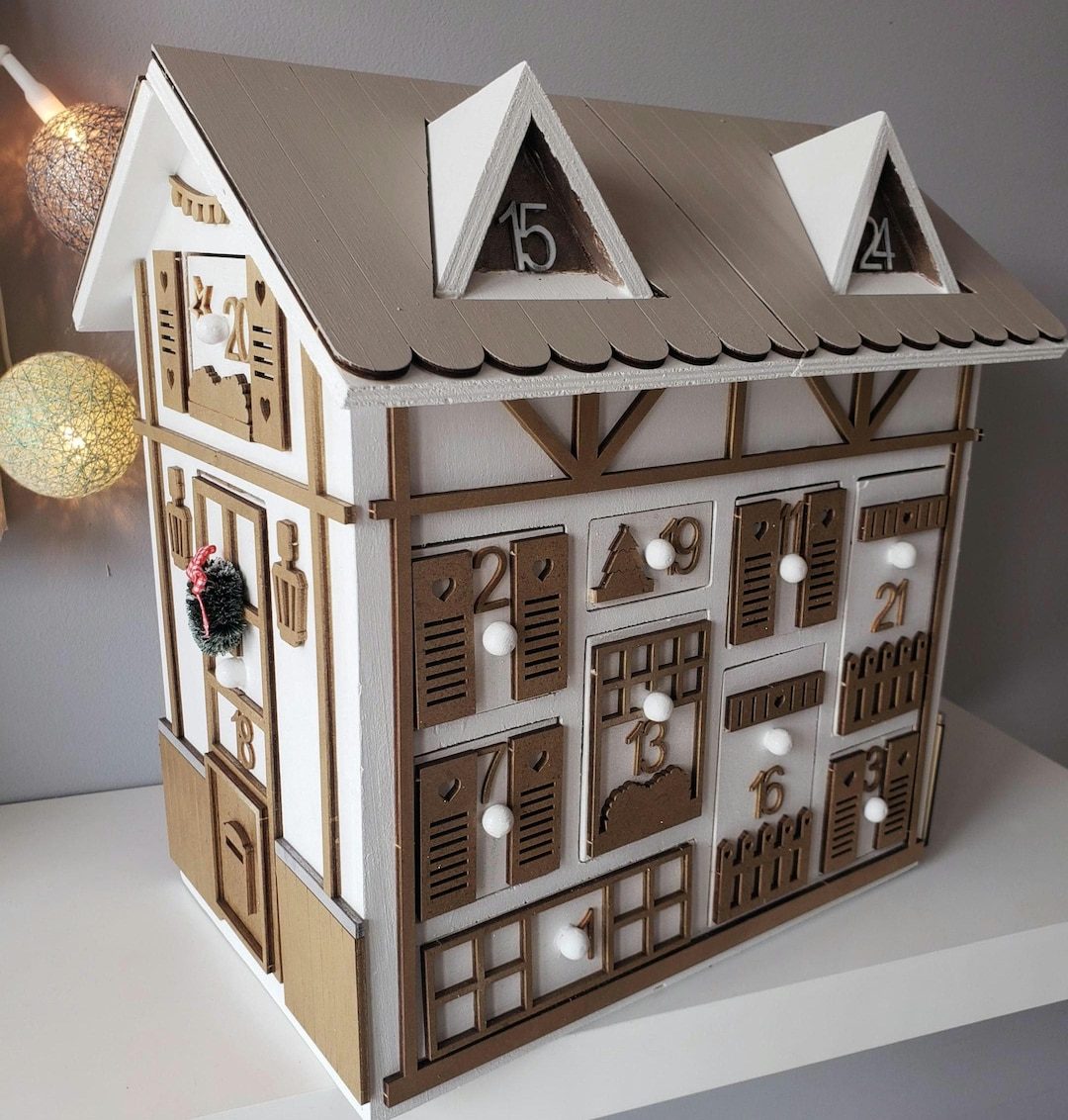 Universdupapier Hand-Painted Wooden Advent Calendar | White Gold House