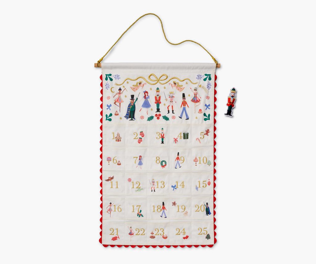Rifle Paper Co. Nutcracker Embroidered Hanging Advent Calendar